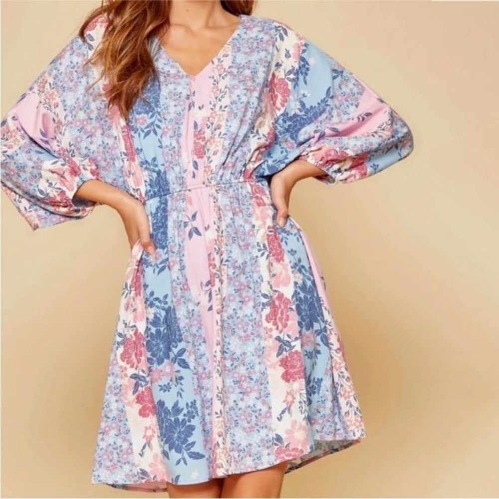 Savanna Jane Pastel Floral Patchwork Dress Boho